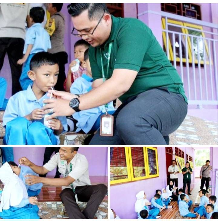 Apical Bagikan Makanan Bergizi di SLB Wati Purnama