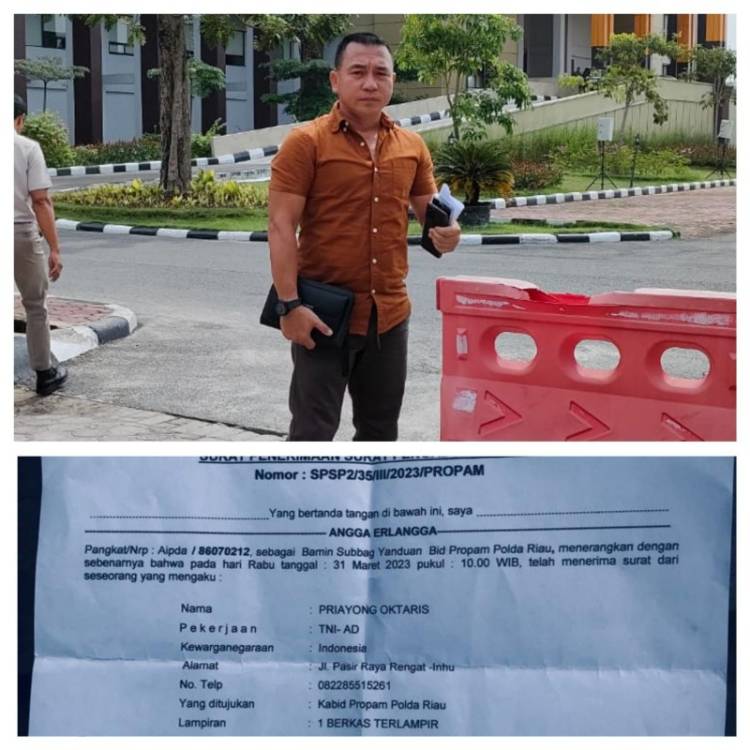 Anggota TNI Laporkan Kasat Reskrim dan Penyidik BKO ke Propam Polda Riau