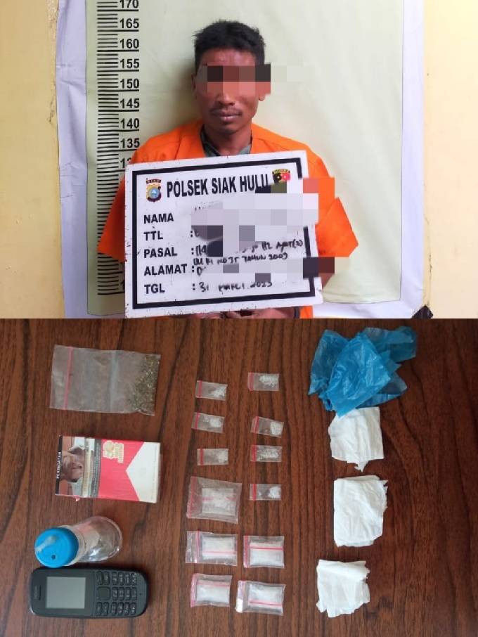Polsek Siak Hulu Gerebek Bandar Narkoba, 12 Paket Sabu-sabu Diamankan