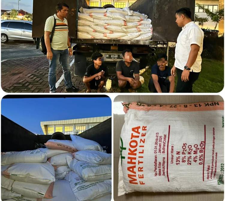 Awas!!! Pupuk NPK Palsu Produksi Dumai Beredar di Riau, Polisi Amankan 135 Karung dan 2 Orang Pelaku
