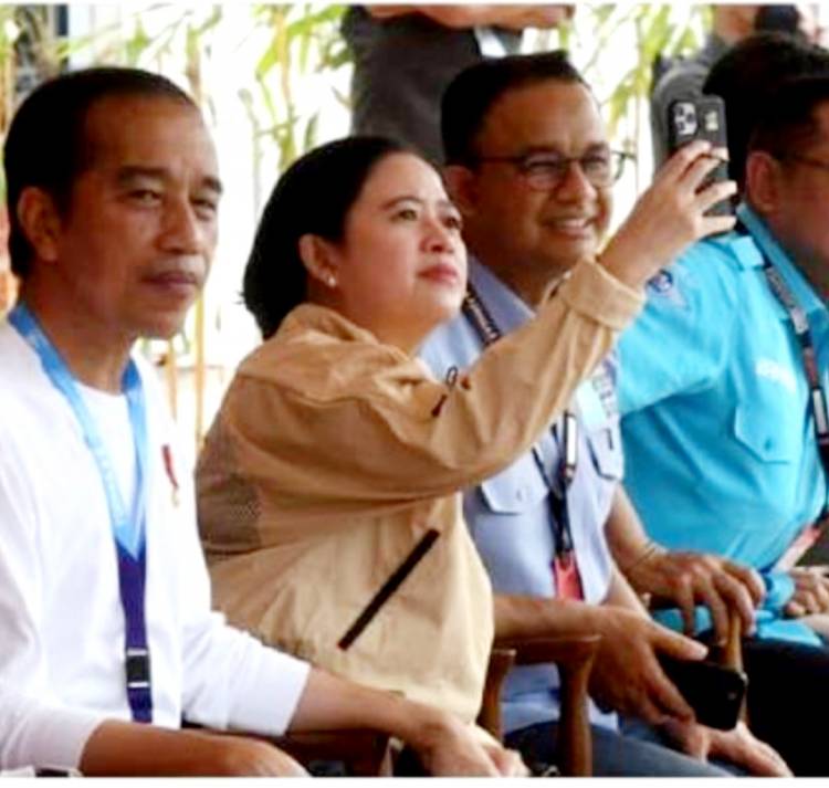 Duduk Diapit Jokowi dan Anies, "Puan Makin Manis"