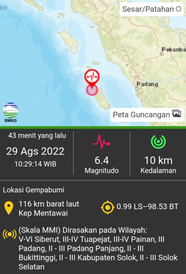 PMI Sumbar Siaga, Gempa Susulan Warga Panik