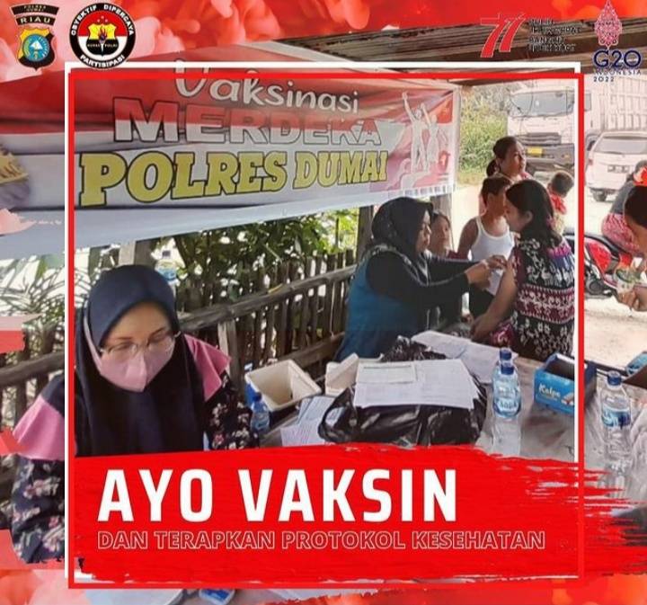 Sambut Puncak HUT RI ke-77, Polres Dumai Gelar Vaksinasi Merdeka