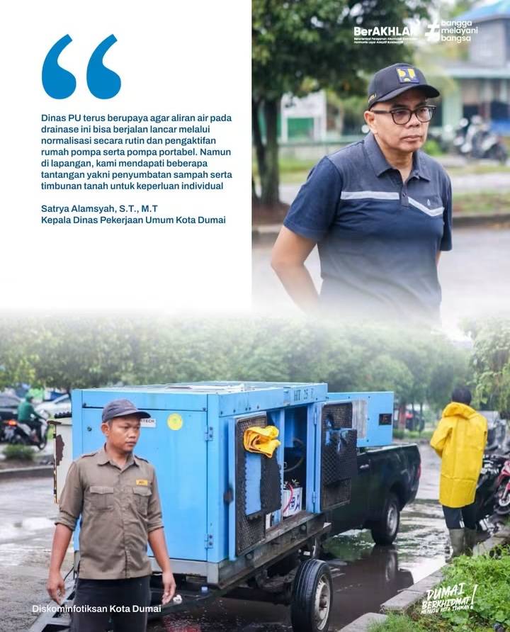 Kadis PU Dumai Pimpin Petugas Bersihkan Sampah dan Bongkar Timbunan Drainase