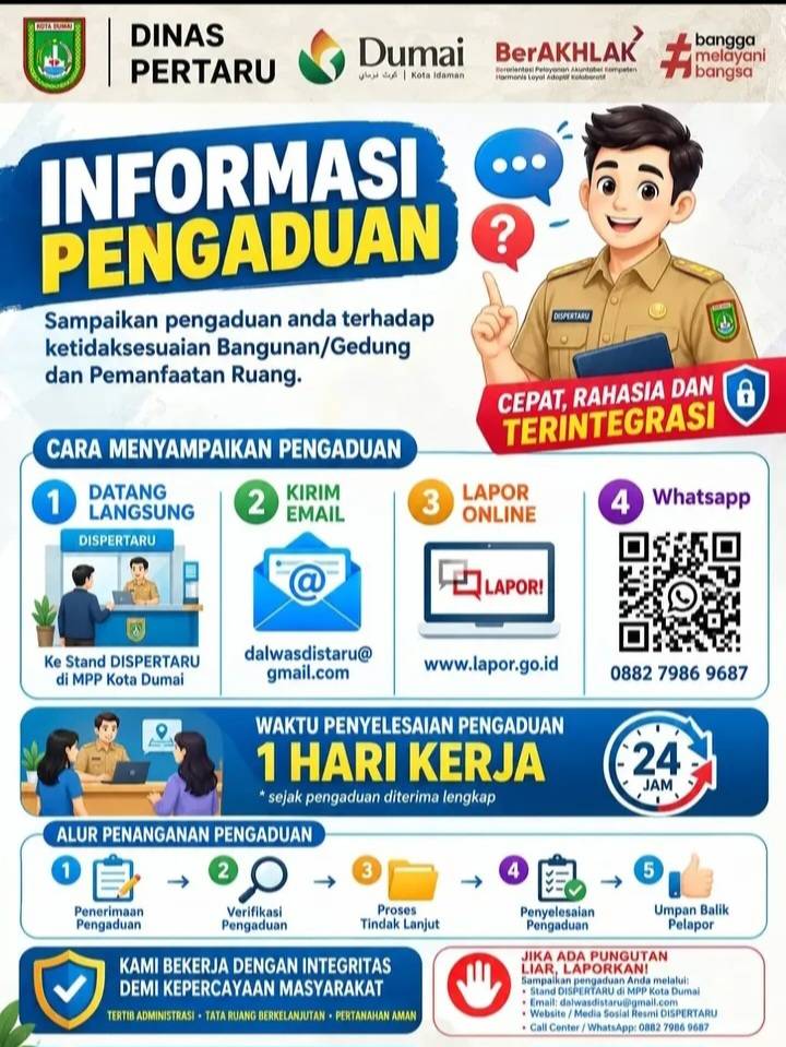 Bekerja dengan Integritas, Dispertaru Dumai Buka Informasi Pengaduan