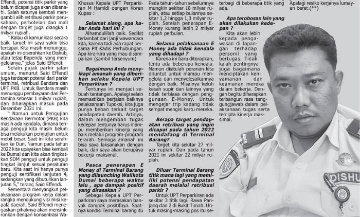 Wawancara Kepala UPT Perparkiran, M Hamidi