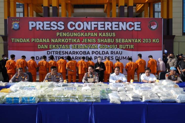 Lebih dari Setengah Ton Sabu-sabu Diamankan Polda Riau Sepanjang 2022