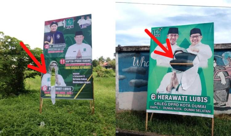 Baliho Caleg PKB Kota Dumai Dikoyak OTK, Herawati Lubis: Sudah Dua Kali Ini Baliho Saya Dirobek, Masya Allah!!!